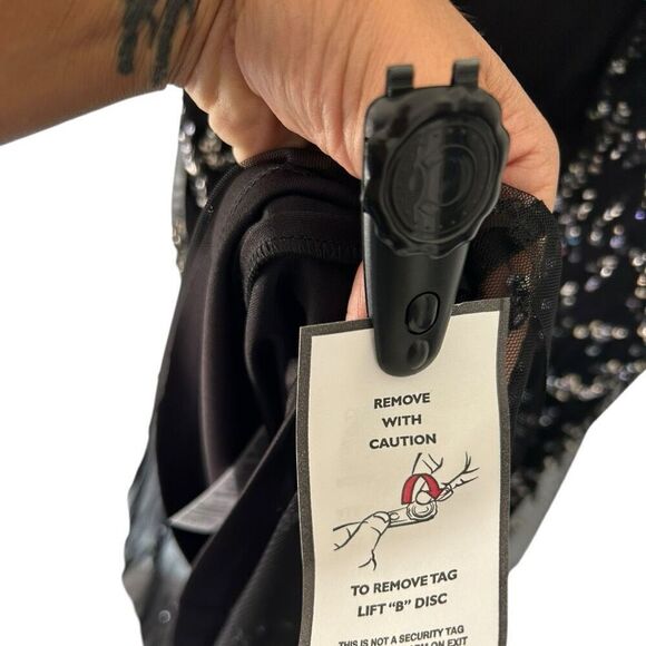 Aidan Mattox Black Sequin Mesh V-Neck Mini Dress Size 4 Sleeveless Cocktail NWT - Picture 10 of 12